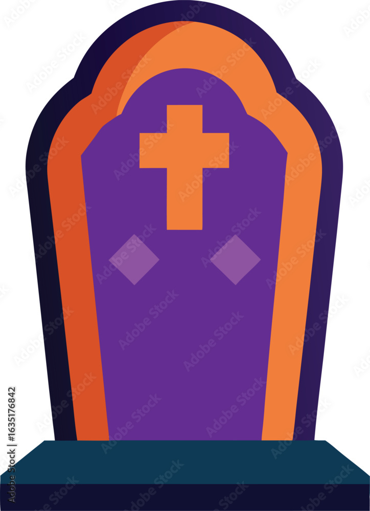 Fototapeta premium A purple tombstone featuring a cross, set against a neutral background.