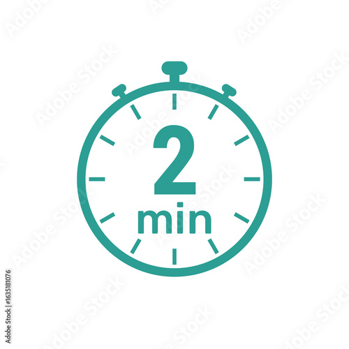 2 minute Timer, clock, icon vector stopwatch isolated icons.