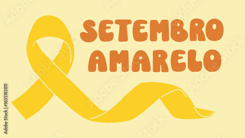 Setembro amarelo banner vector. Yellow september portuguese text poster.