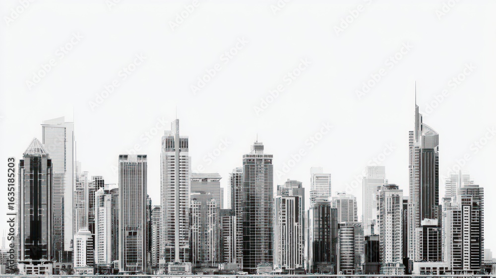 Fototapeta premium Urban skyline black and white architecture