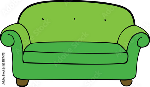 chic and cute cartoon green sofa