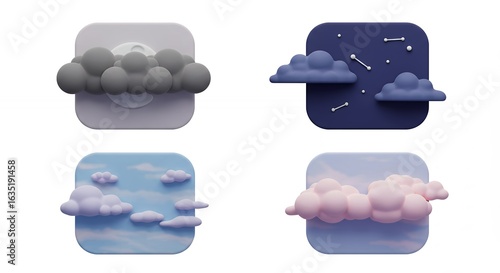 Abstract cloud weather icons set