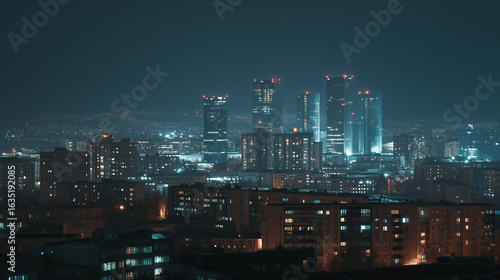 Wallpaper Mural Futuristic Urban Skyline Illuminated at Night Torontodigital.ca