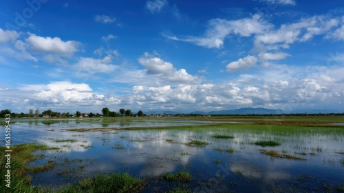 Rural landscape with rice paddies