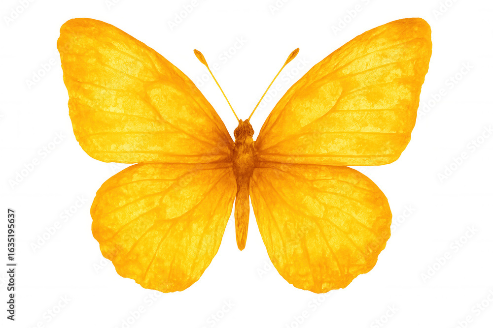 Fototapeta premium Watercolor painting of a yellow butterfly with open wings, isolated on a transparent background