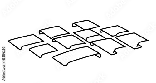 School illustration of multiple paper clips in a row for office supply and stationery product presentation design vector