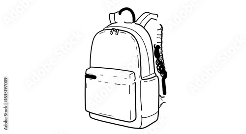 School backpack illustration vector image for school travel hiking and camping gear accessories outline design template vector
