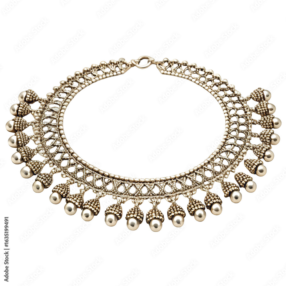 Obraz premium silver bracelet with pearl necklace
