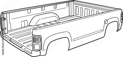Truck Bed Drawing: Automotive Part Vector Illustration