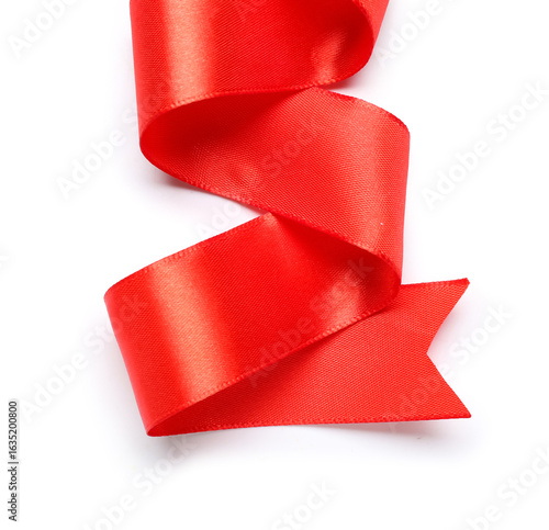 Beautiful red ribbon on whi...