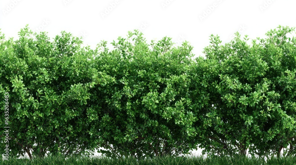 Fototapeta premium Green lush hedge isolated background