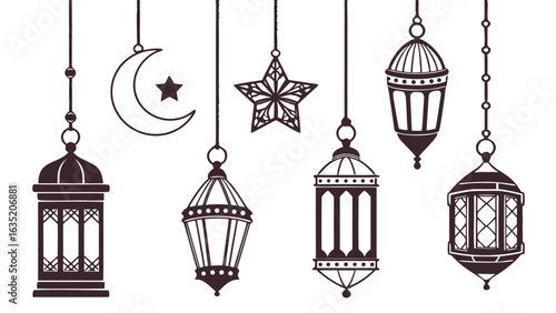 Islamic Lanterns Crescent Star Decorations crescent moon