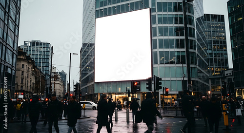  Blank Vertical Urban Billboard Mockup with Film Grain
