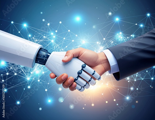 AI and Human Collaboration Handshake
