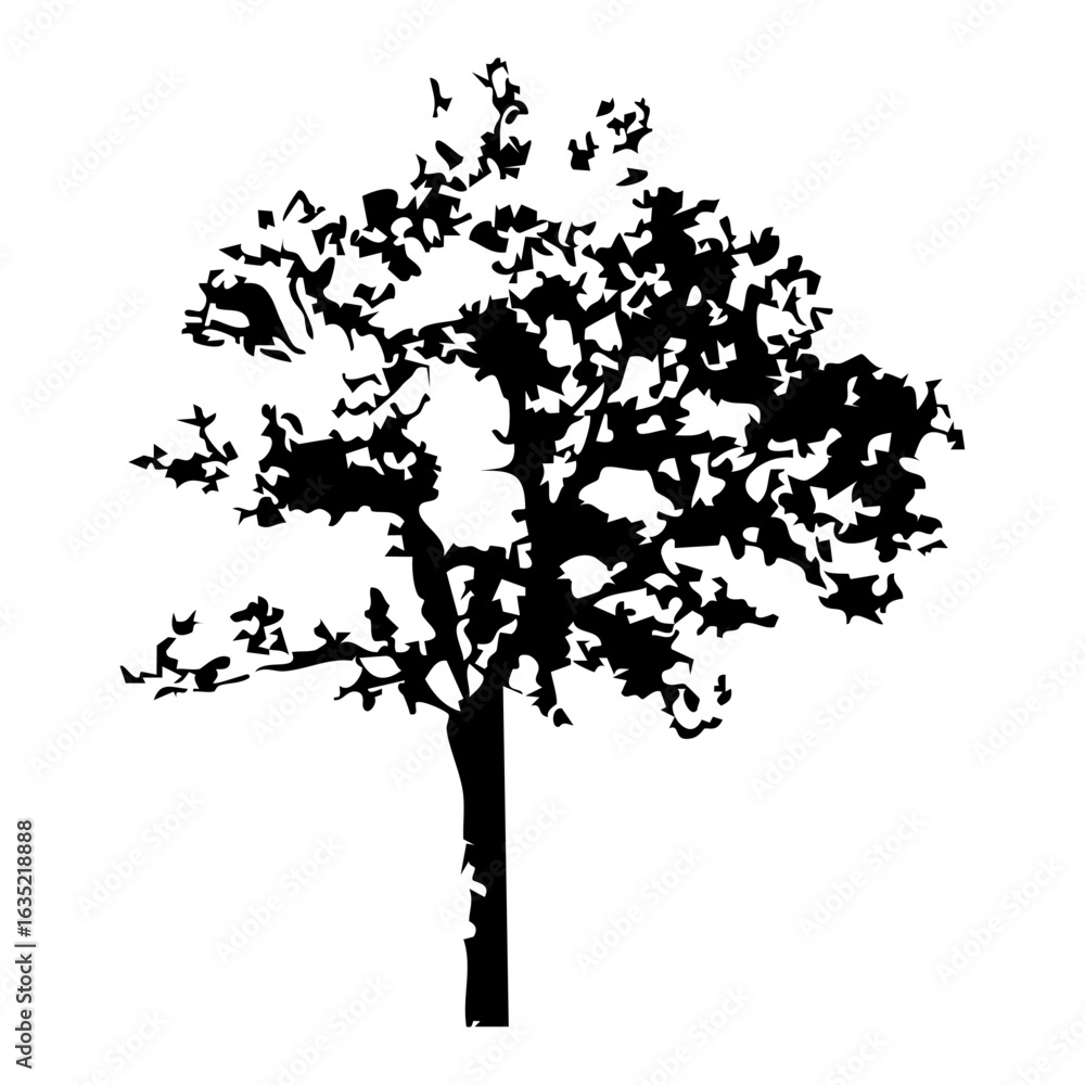 Fototapeta premium Hand drawn tree silhouette on white background