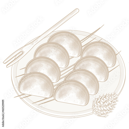Vector Illustration Logo Line art Baramtteok Gaepi tteok