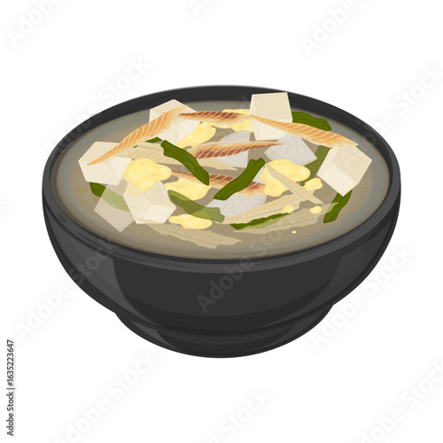 Vector Illustration Logo Clipart Dried pollock soup Bugeoguk on a Bowl