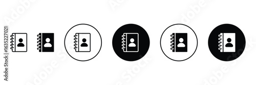 Set of Phone book icon collection with circle.