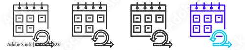 scrum events icon set collection in a creative outline style used in project management with multiple thickness variations perfect for professional design projects