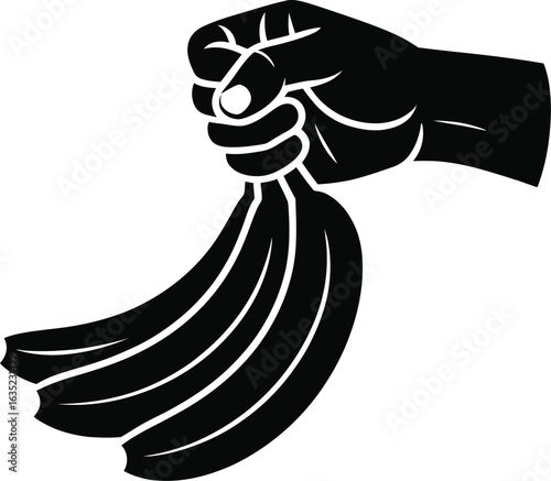 Hand Holding Bunch of Bananas Silhouette Vector Design fruit