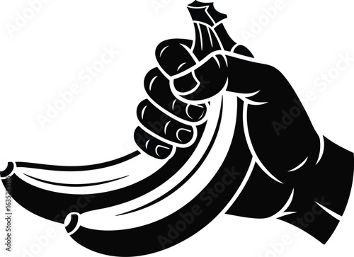 Hand Presenting Bunch of Bananas Silhouette Vector Art fruit