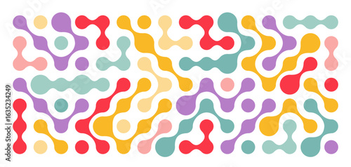 Abstract Dotted Connect Pattern. Vector Organic Metaball Background with Dots. Color Circular Geometric Connect Texture.