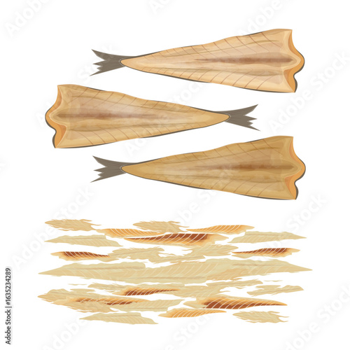 Vector Illustration Logo Clipart Korean food ingredients dried pollack fish pollock fish or dried Fish