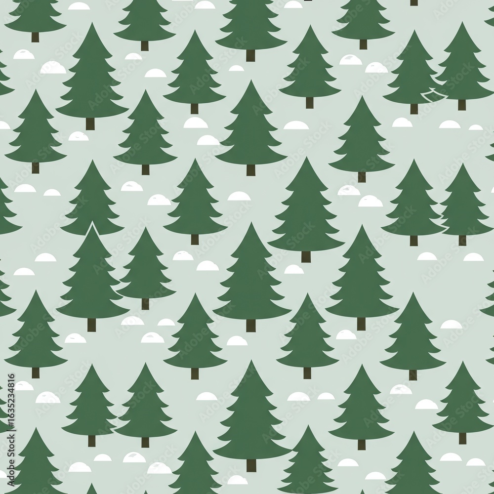 Obraz premium Dark green christmas tree pattern on a light blue background suitable for holiday cards, wrapping paper, and festive decorations.