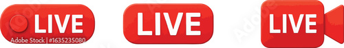 Red Live Streaming Icons Set