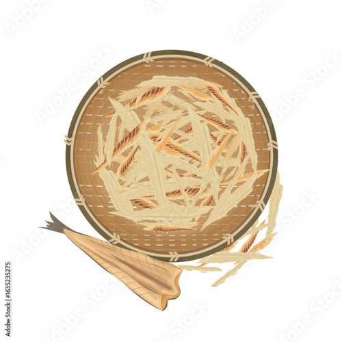 Vector Illustration Logo Clipart Top View Hwangtae or Dried Pollack 