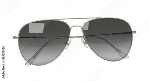 Classic aviator sunglasses with metal frame and gradient lenses isolated on transparent background
