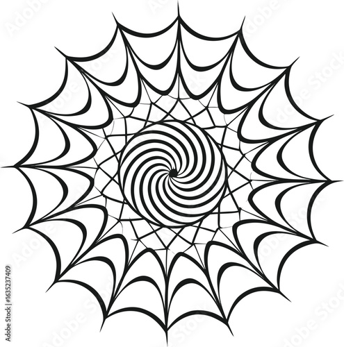 Black and white radial lines expanding outward from a central spiral style vector illustration EPS file download