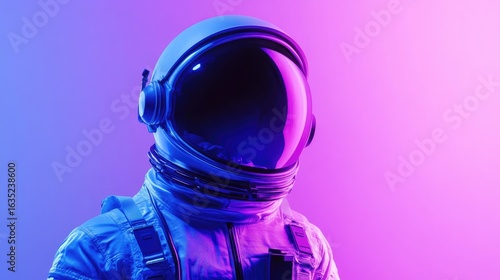 Astronaut portrait with neon light.