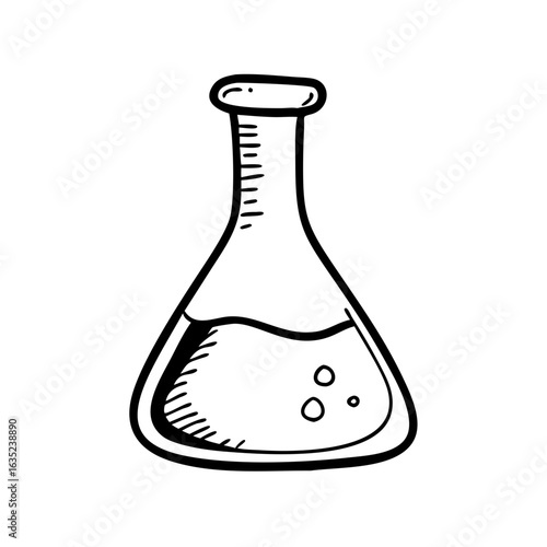 Hand drawn style icon of chemical flask