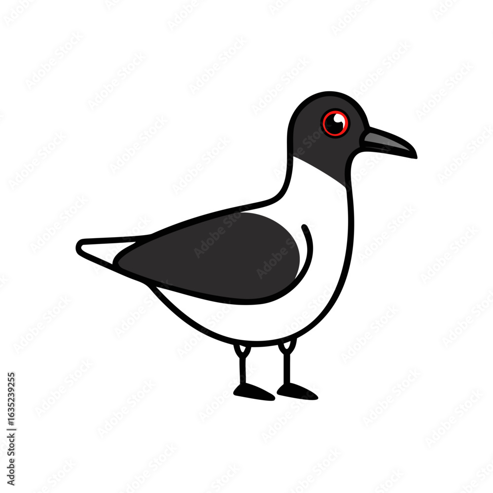 Fototapeta premium Simple illustrations. vector. black headed gull. 