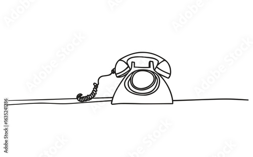 Vector illustration of a single black rotary phone