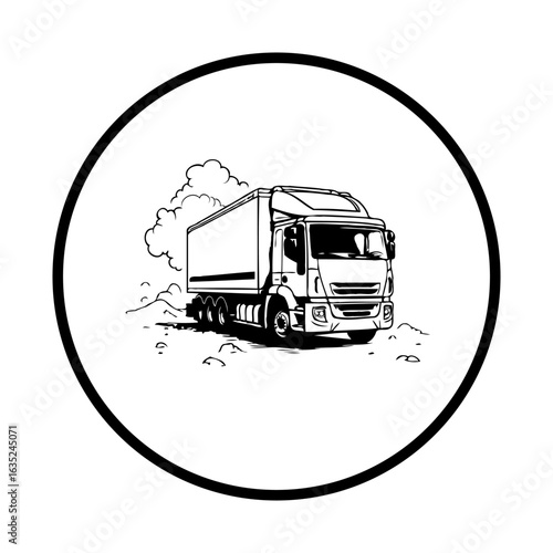 Illustration of a semi truck, transportation, logistics, delivery, freight, transport, highway, road, cargo, vehicles, automotive, drive, moving