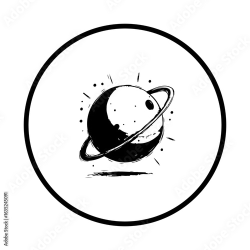 Planet icon illustration a celestial body with ring system simple astronomy design and cosmic appeal science and exploration theme