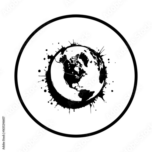 Earth globe with splatters vector illustration embodies environmental issues and global challenges for future generations awareness