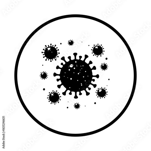 Coronavirus outbreak representing a pandemic with dangerous pathogen infection and deadly disease concept inside circle