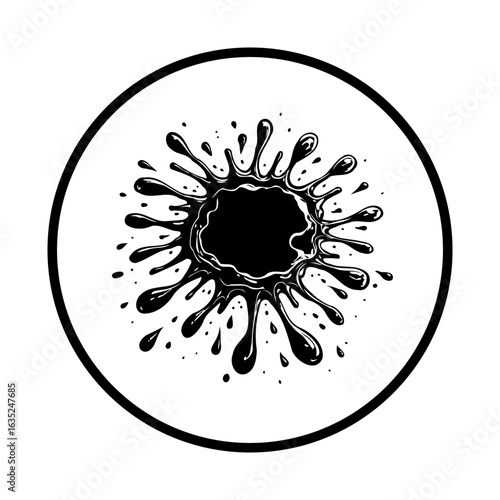 Abstract black ink blot splash on white background minimal simple elegant design perfect element for your creative designs