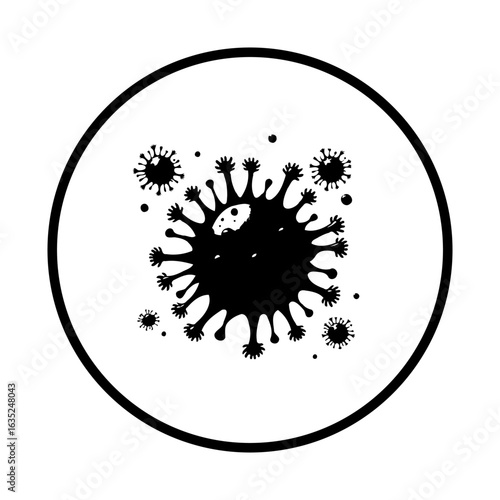 Vector illustration of a coronavirus particle showcasing the infectious nature of viral pathogens and global health concerns