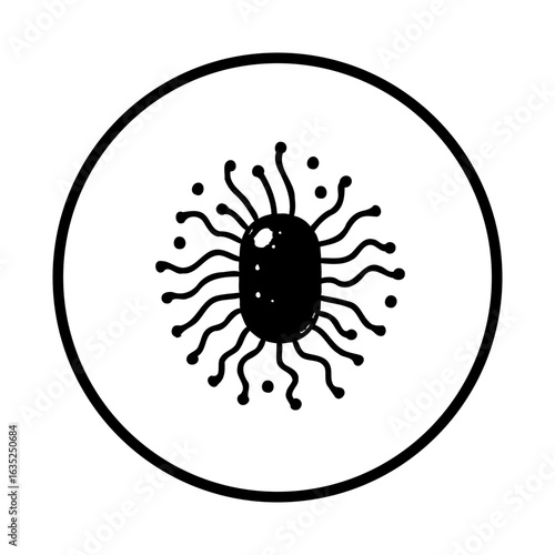 Illustration of bacterium microbe germ pathogen vector icon depicts microscopic organism, embodying contagious illness, infection, and scientific microbiology