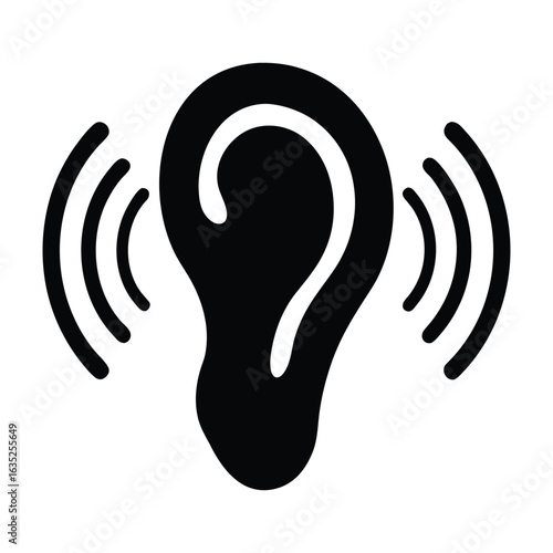 Ear hearing listen sound wave vector illustration for medical health and communication design