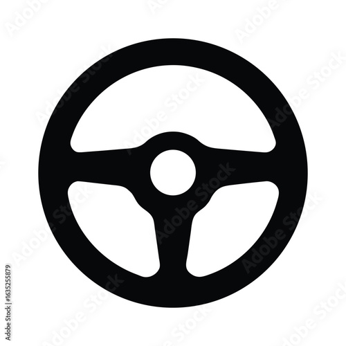 Black steering wheel vector image for car auto vehicle driving control and transportation design element