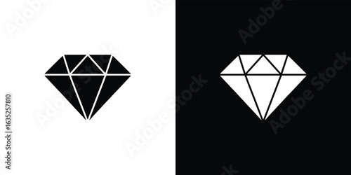 Isolated Diamond on Split Black and White Background Geometric Shape