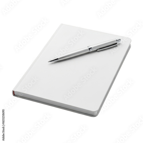 Wallpaper Mural Illustration of blank white notebook with a silver pen isolated on transparent background Torontodigital.ca