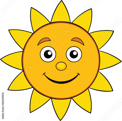 Adorable sun vector art clipart cute cartoon illustration for print and digital use