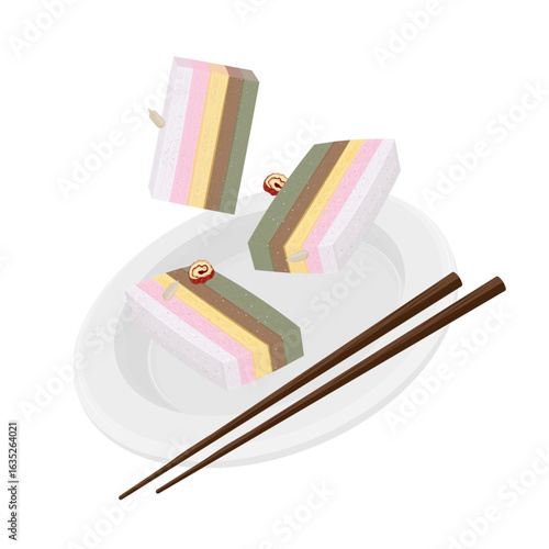 Vector Illustration Logo Clipart Levitation Korean Rainbow rice cake or Mujigae tteok