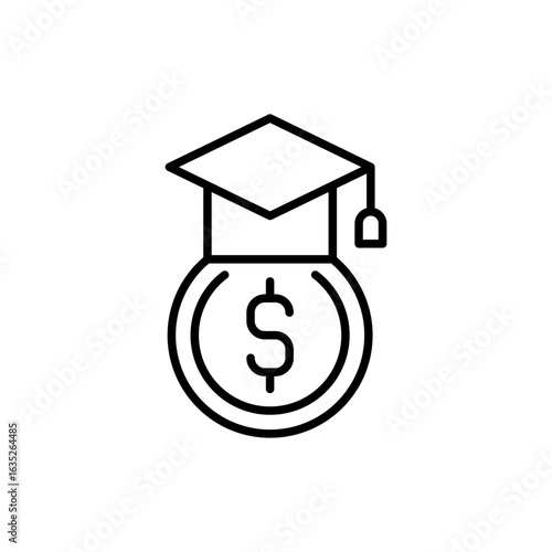 Financial education outline icons, minimalist vector illustration ,simple transparent graphic element .Isolated on white background